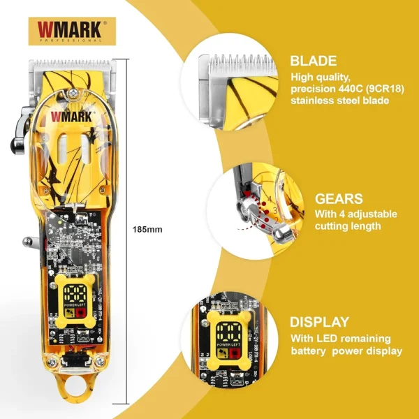 Professional Cordless Transparent Wmark Hair  Trimmer - Image 5
