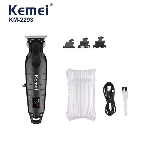 KEMEI 2293 Professional Hair/Beard Trimmer for Men Zero Gapped Hair Clippers for Barber with T Blade, Cordless Rechargeable - Image 2