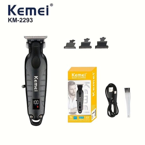 KEMEI 2293 Professional Hair/Beard Trimmer for Men Zero Gapped Hair Clippers for Barber with T Blade, Cordless Rechargeable - Image 4