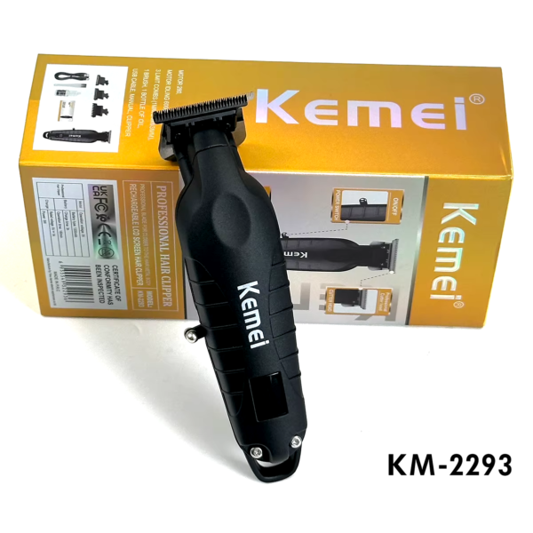 KEMEI 2293 Professional Hair/Beard Trimmer for Men Zero Gapped Hair Clippers for Barber with T Blade, Cordless Rechargeable - Image 3